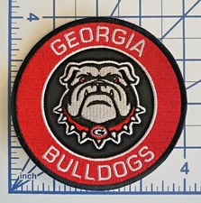 Georgia Bulldogs 4"Round Iron On Embroidered Patch ~FREE Tracking!!