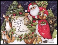 Greeting Card - Bear Bird Deer Fox Rabbit Santa - Susan Winget - Christmas 0742