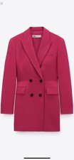 100 Authentic ZARA Fuchsia Pink Double Breasted Blazer 149 Tax Size: M