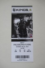 LA KINGS VS FLYERS 2/1/2014 FULL TICKET ~ WAYNE SIMMONDS (100TH CAREER GOAL)