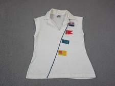 Vintage Catalina Golf Polo Shirt Womens Medium White Flags Made in USA Active