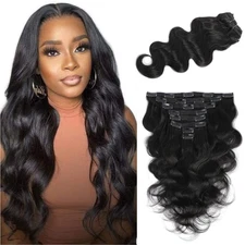 Body Wave Clip in Hair Extensions - Glueless Hair Extensions for Black Women 120