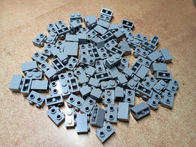 LEGO LOT OF 100 LIGHT BLUISH GRAY 1X2 MODIFIED BRICKS 2 STUDS ON 1 SIDE #11211