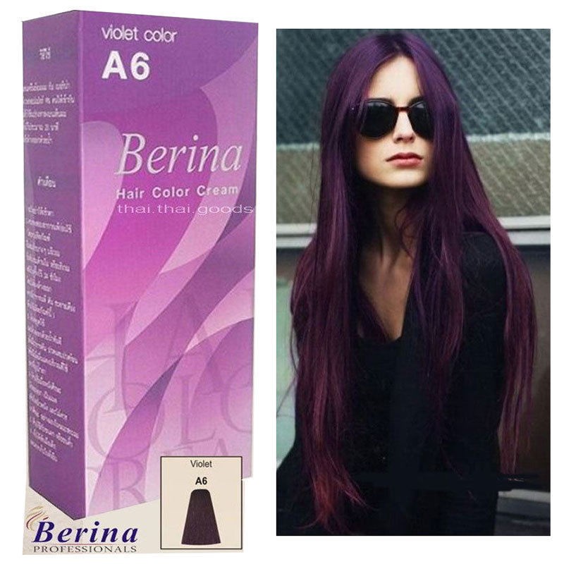 BERINA A6 VIOLET PURPLE COLOR PERMANENT HAIR DYE FASHION FREE SHIPPING