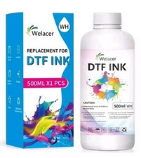 500ml White DTF Ink Premium Heat Transfer Refill for I3200 XP600 L1800