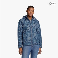 Eddie Bauer Utility Windpac windbreaker Jacket Blue Camo. Size large.