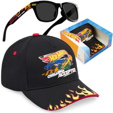 Hot Wheels Baseball Cap & Sunglasses Set with UV Protection, Adjustable Sun H...