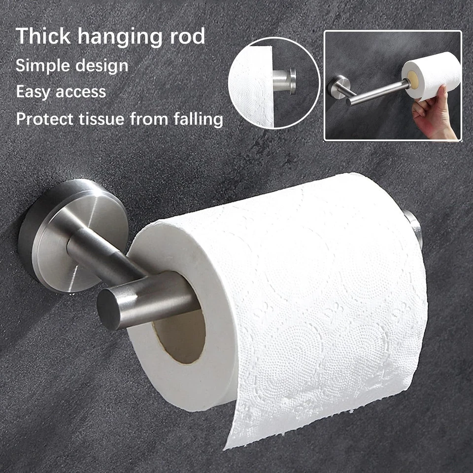 8 Pezzi Set Accessori Bagno Acciaio Inossidabile Portasciugamani, Porta Carta Ig - Immagine 3 di 4