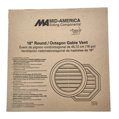 Mid America 18 Inch Round Gable Vent Exterior Siding Attic Louvered New Made USA