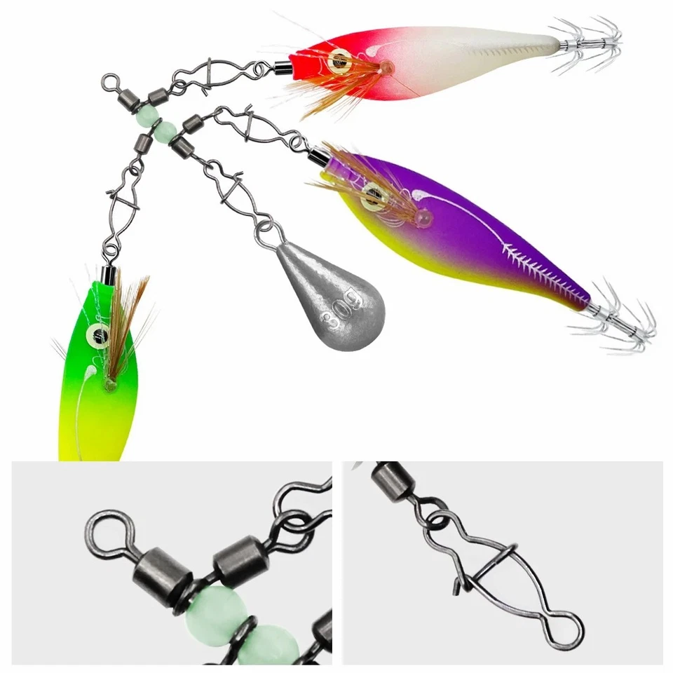 9KM 10Pcs Fishing Pin Connector Bass Luminous Swivels For Squid Jig Hard Baits - Image 3 of 4
