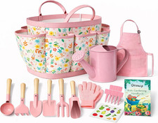 Kids Gardening Set 14Pcs Garden Tools with Tote Bag,Watering Can, Shovel, Apron,