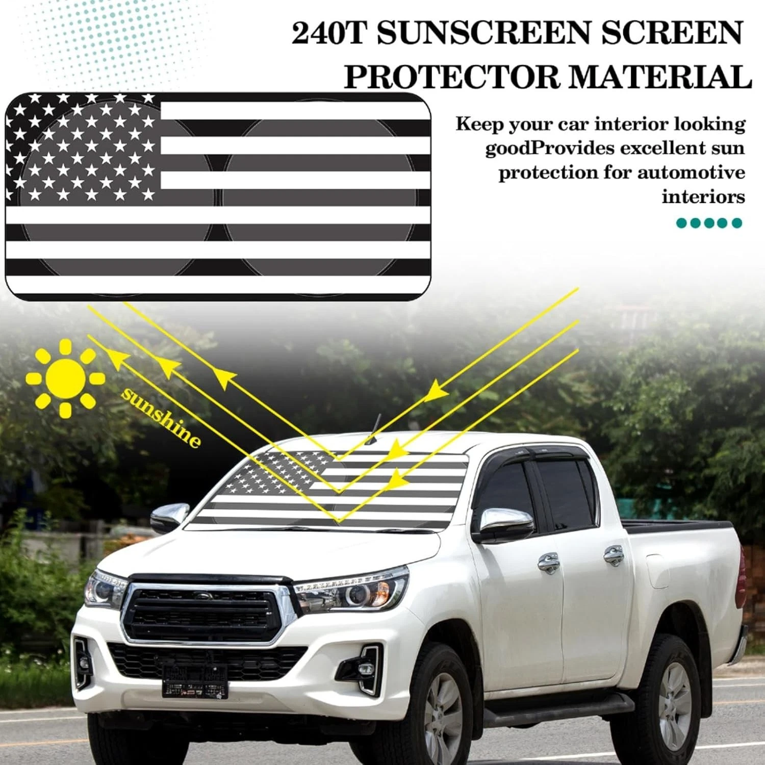 Windscreen Sunshade Foldable Car Front Window Sunshade (Flag Design)