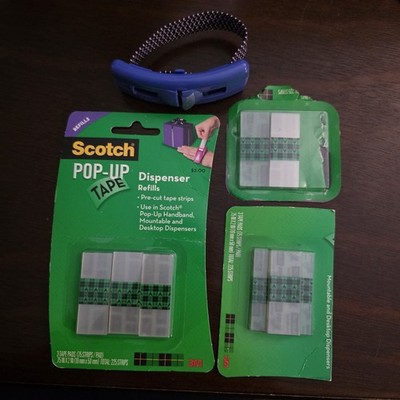 3M Scotch Pop-Up Tape Refill Strips 8 Tape Pads 75 Strips Per Pad + Dispenser 