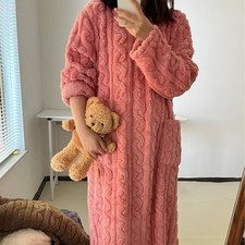 Warm Mid Length Coral Fleece Nightgown for Women Suitable for All Year