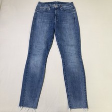Mother Jeans High Waisted Looker Ankle Fray Women's Size 26 Blue Made In USA