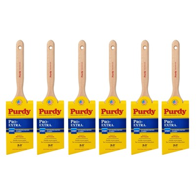Genuine Purdy 6 Pack Pro-Extra Glide Angular 3'' Paint Brushes 144152730-6PK