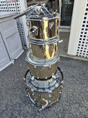 Vintage 1980s Remo Quadura Acousticon Tom Drum 1x 4 Gold Finish