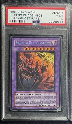 2007 Yu-Gi-Oh! Elemental Hero Chaos Neos GLAS Unlimited Ghost Rare PSA 9