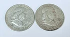 FRANKLIN SILVER HALVES LOT OF 2 - 90% SILVER COINS FREE SHIPPING #8617