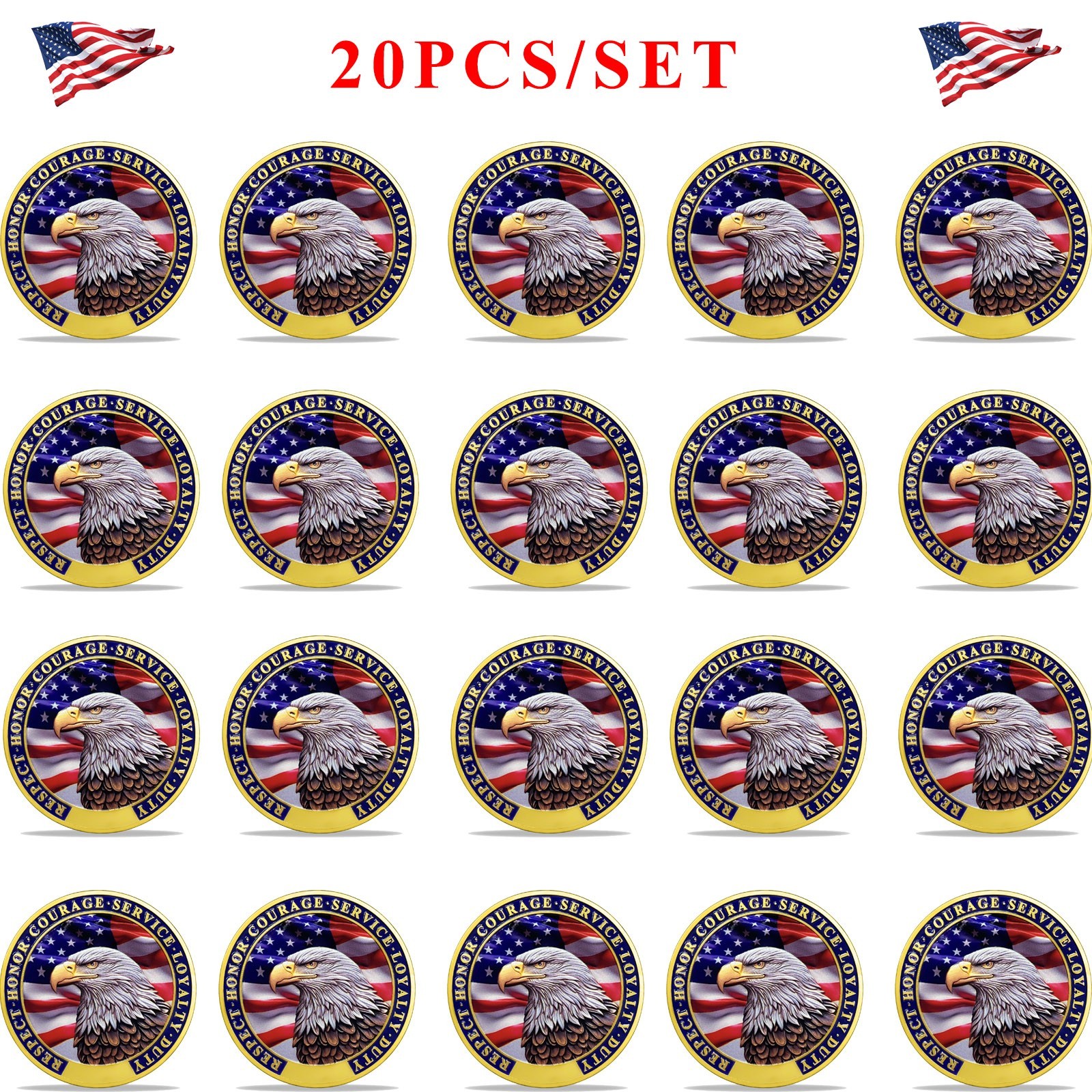 20Pcs Military Challenge Coins Thank You for Your Service Coin Veterans Day Gift-image