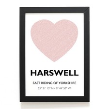 A4 PRINT - Harswell, East Riding of Yorkshire - Word Heart Design - SE8240