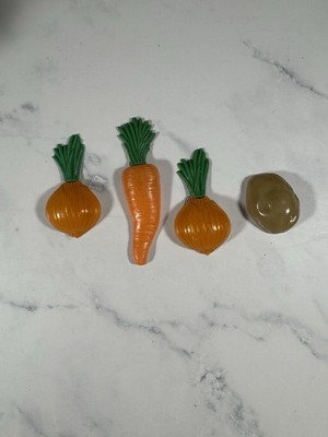 Vintage Vegetable Refrigerator Magnets Set of 4 Carrot Onion Potato Retro