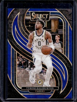 Tyrese Haliburton 2024-25 Panini Select #165 Blue Wave Prizm /75