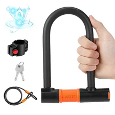 Heavy Duty Bicycle U-lock Steel Bike Lock Anti Theft w/ Bracket 4ft Steel Cable 