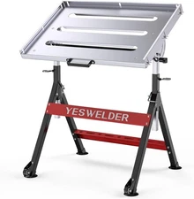 Foldable Welding Table on Wheels, 20x30 Inch Adjustable Height, 400lb Capacity