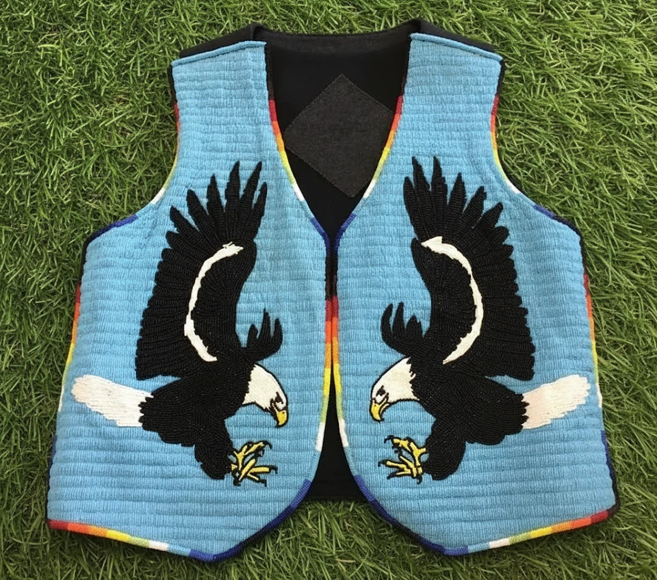 Native American Style Handmade Beaded Vest | Powwow Regalia | Tribal Vest BV917 - Image 3 of 4