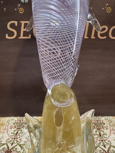 Venezianische Murano Goldfleck lila Optik Wirbel Glas Delfin Bruch Figur - Bild 14 von 24