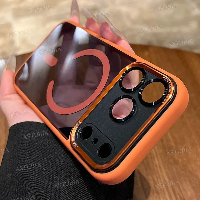 Estuche Magsafe Magnético Transparente de Lujo Lente de Metal Parachoques para iPhone 17-11 Pro Max Foto 3 de 4