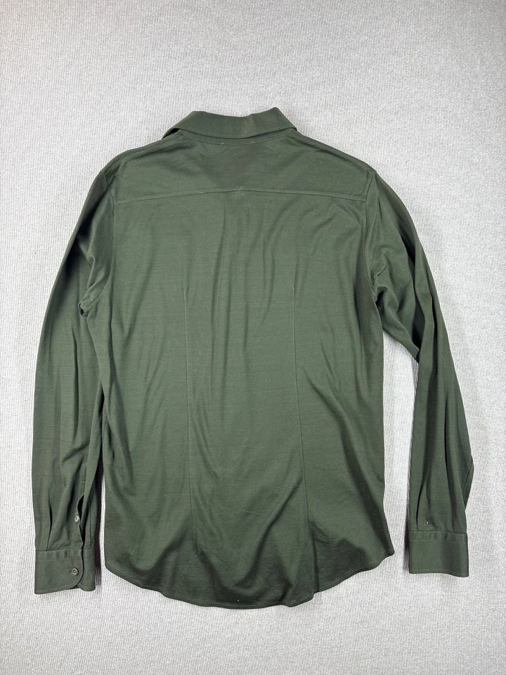 Camisa tejida manga larga piqué algodón verde oliva Gran Sasso (talla 48) - Imagen 2 de 4
