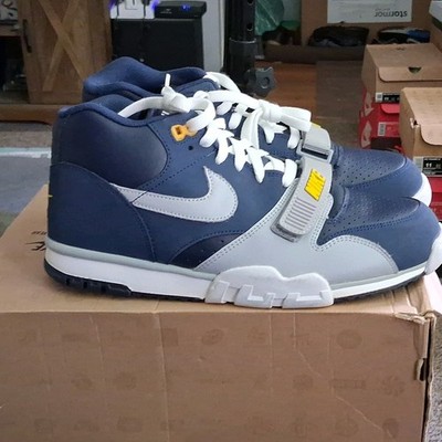 Nike Air Trainer 1 Premium Mid Top Sneaker Mid Navy/Gry/Wh/Yllw/sz11 317553-400