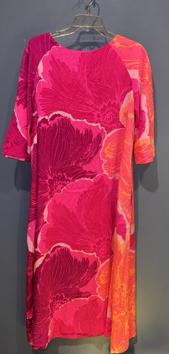 Damen 16 Vintage Kleid 1960 rosa Blumen Kiyomi Hawaii, langes Libery House - Bild 8 von 8