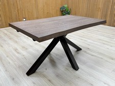 Furniture Village 'Mars' Dark Oak Solid Oak Live Edge 140cm Fixed Dining Table