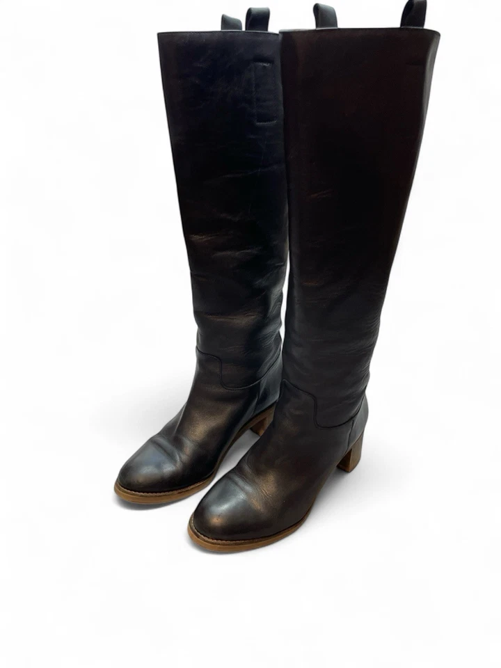 Botas altas Free People Tabby para mujer 39,5/US 9,5 cuero negro Portugal occidental Foto 2 de 4