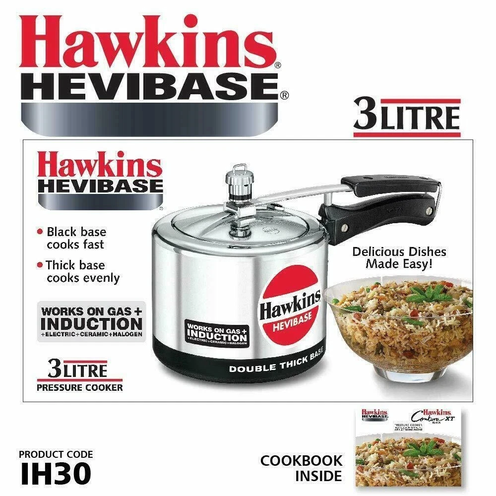 Hawkins HEVIBASE Stainless Steel Tall Pressure Cooker 3 Litre Gas + Induction