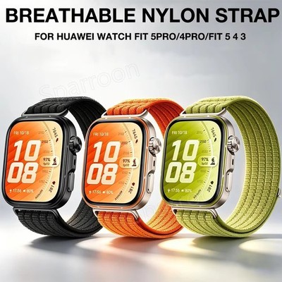 For Huawei Watch Fit 3/4/5 Pro Sports Nylon Loop Strap Wrist Band Watch Bracelet