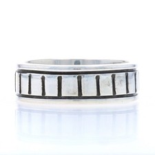 Sterling Silver Ribbed Stripe Statement Band - 925 Stackable Unisex Ring Mexico
