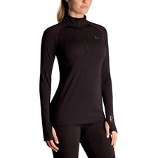 Paradox Womans Merino Wool Blend Performance Base Layer Top Black 1/4 Zip XL