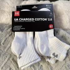 Under Armour UA Quarter Socks-Boys Kids Youth, White, 13.5K-4Y Six 6 Pairs