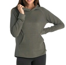 Free Fly Women's Bamboo Lightweight Fleece Hooded Pullover Large Color Fatigue