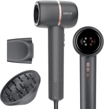 Hair Dryer, 160000RPM Thermo-Control Low Noise with Magnetic Nozzle & Diffuser