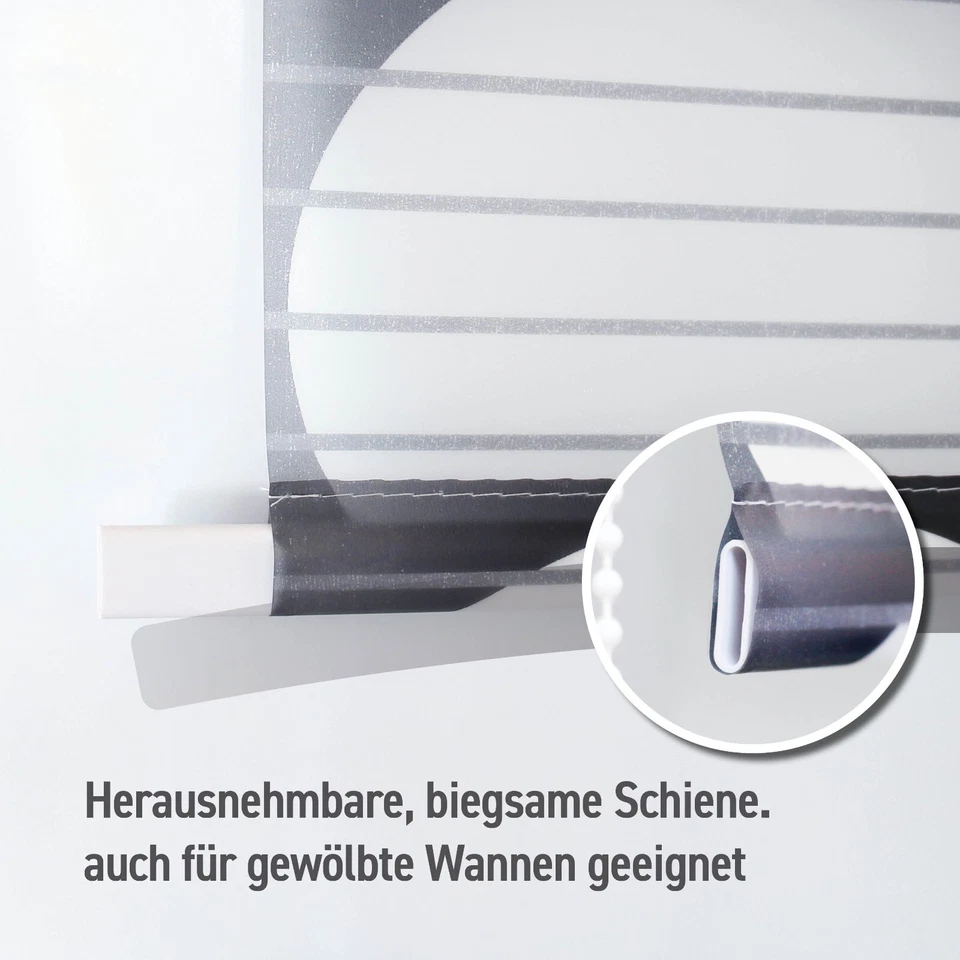 Halb-Kassetten Duschrollo Duschvorhang Dusche Rollo Seilzug Badewannen-vorhang - Bild 4 von 4