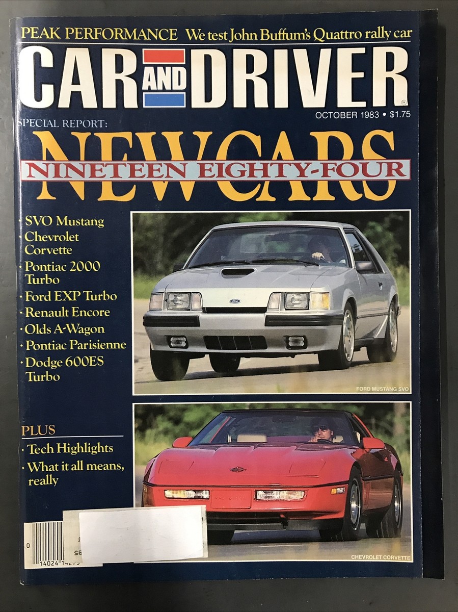 CAR AND DRIVER MAGAZINE-OCTOBER 1983-1984 NEW CARS-SVO MUSTANG