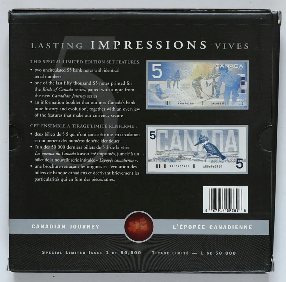 1986-2001 CANADA $5 Lasting Impressions Matching S/N's Banknote Collector's Set - Image 2 of 4