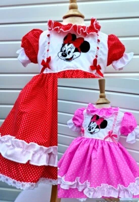 DREAM 0-8 years BABY GIRLS Minnie mouse embroidered spot traditional lined dress