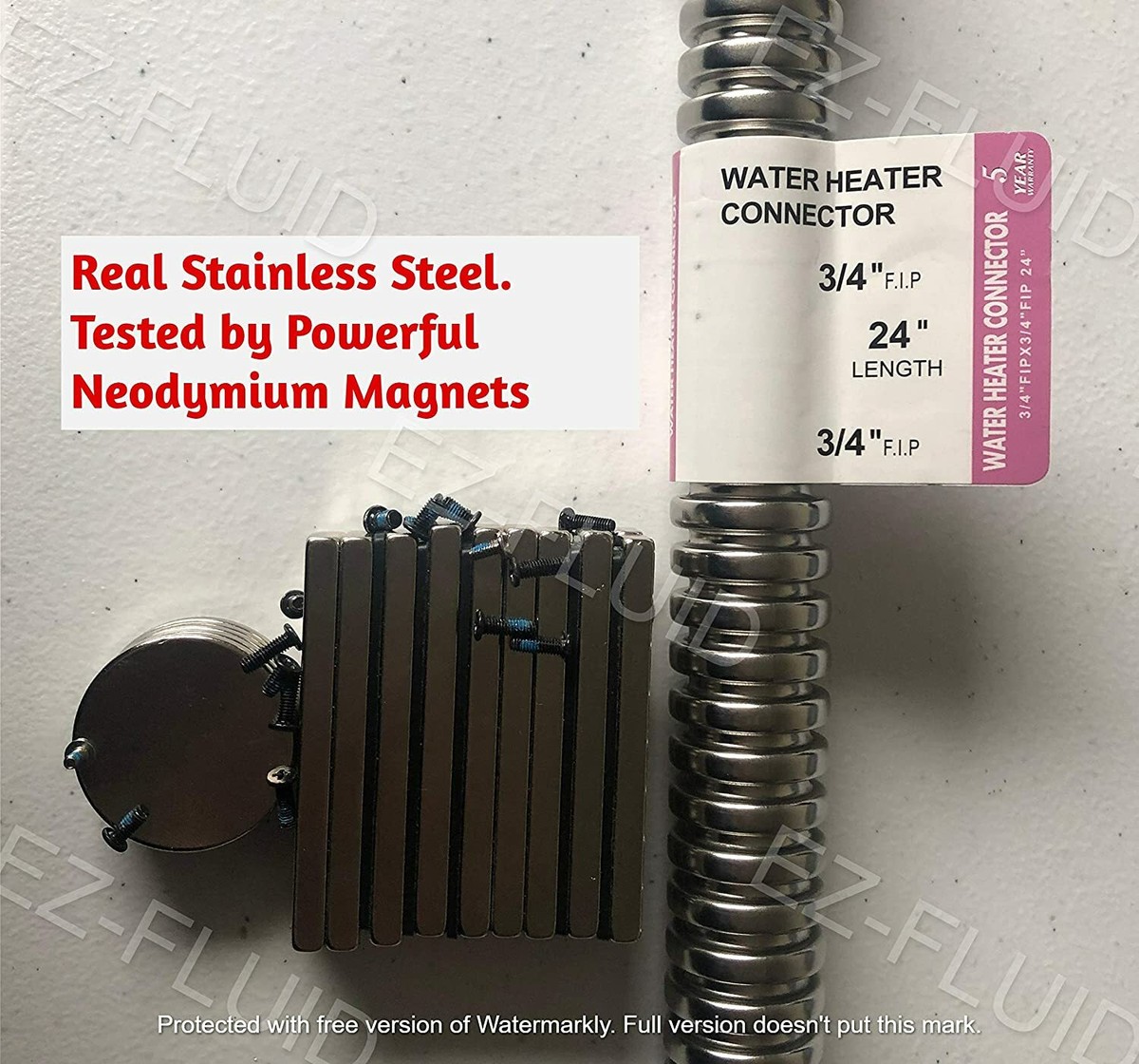 2Pcs Corrugated Stainless Water Heater Supply Connector Hose Lines 3/4FIP  X 24 | eBay
