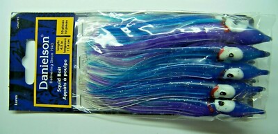4-1/2'' Octopus Squid North Pacific Danielson Trolling Lure Skirt Glow 10 Pack